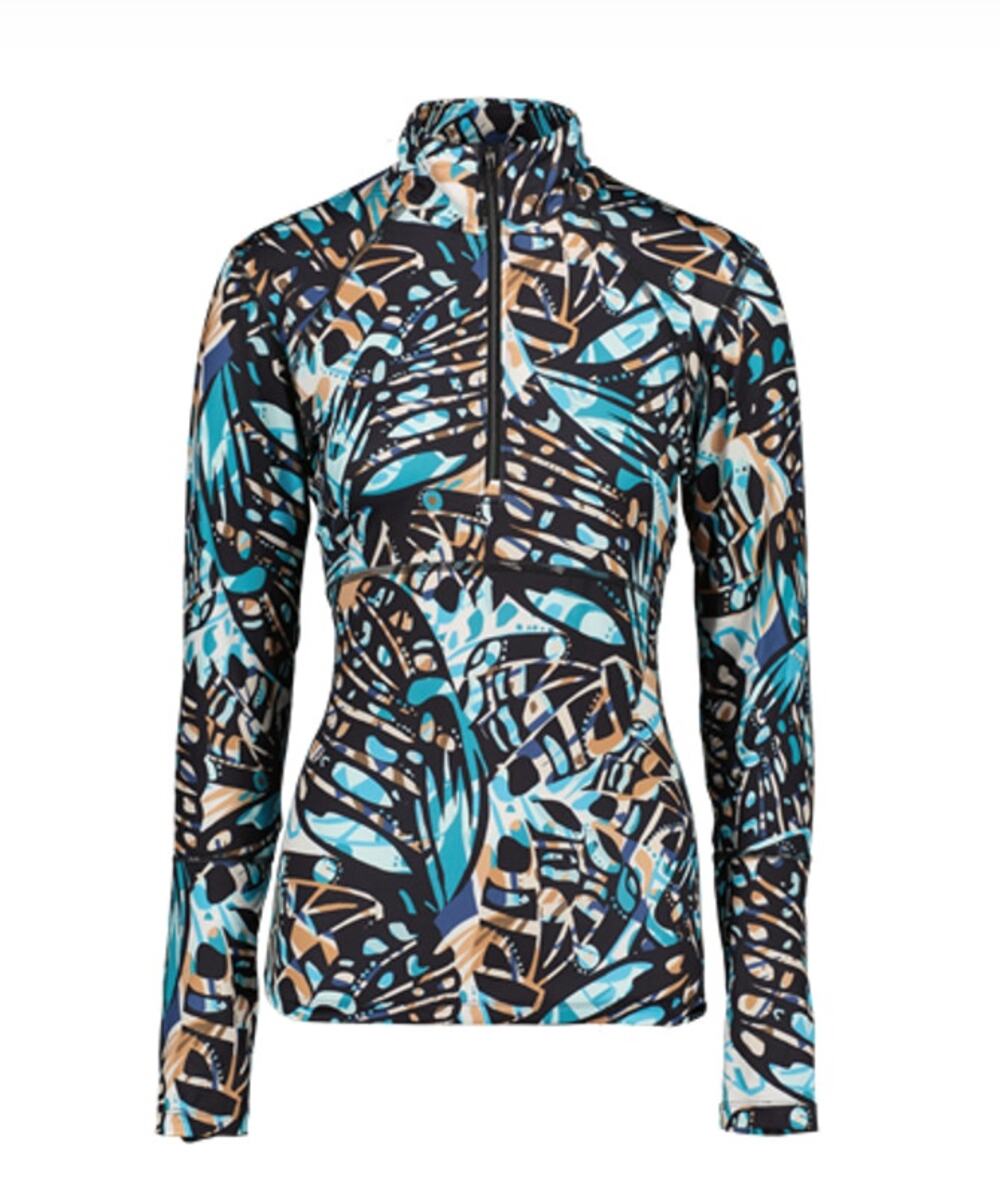 Obermeyer Discover 1/4 Zip Winter Floral Baselayer Top Women's L Ski